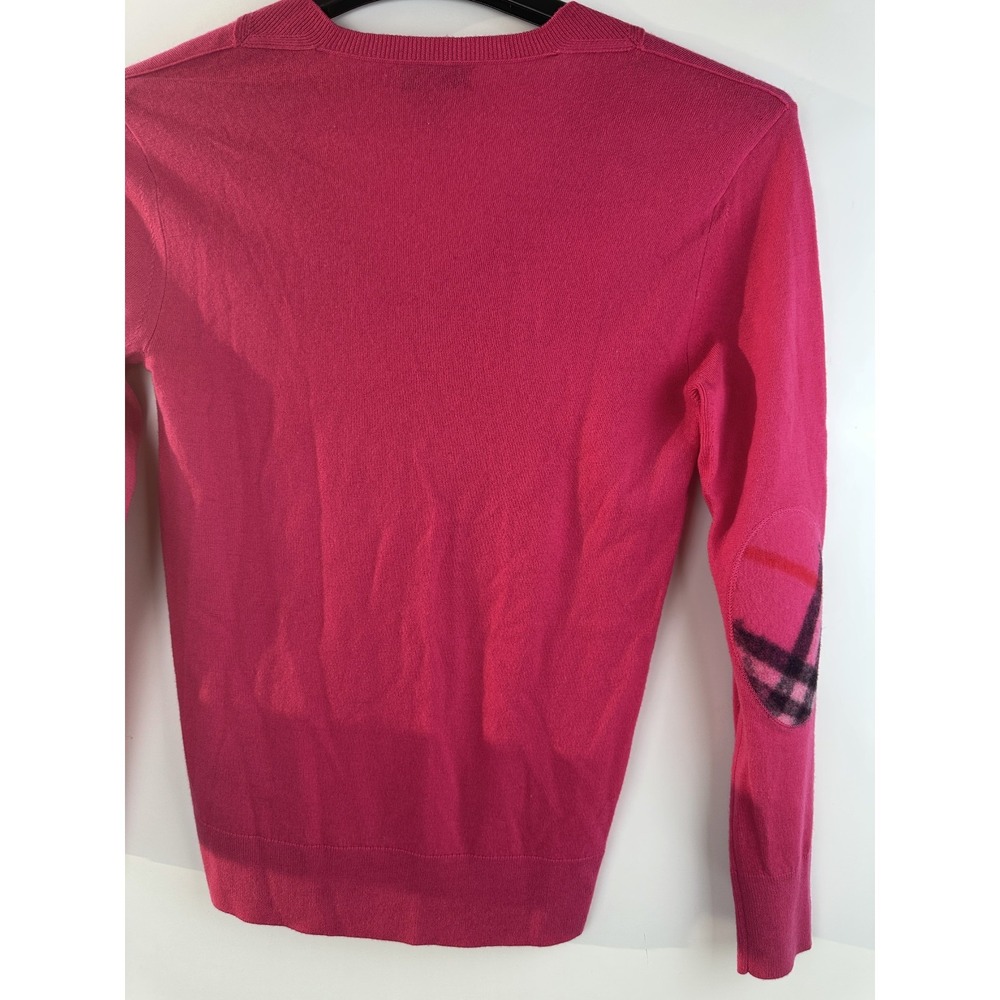 Burberry London Cashmere Sweater Pink Nova Check Elbow Patch XS Luxury Designer - Picture 15 of 16